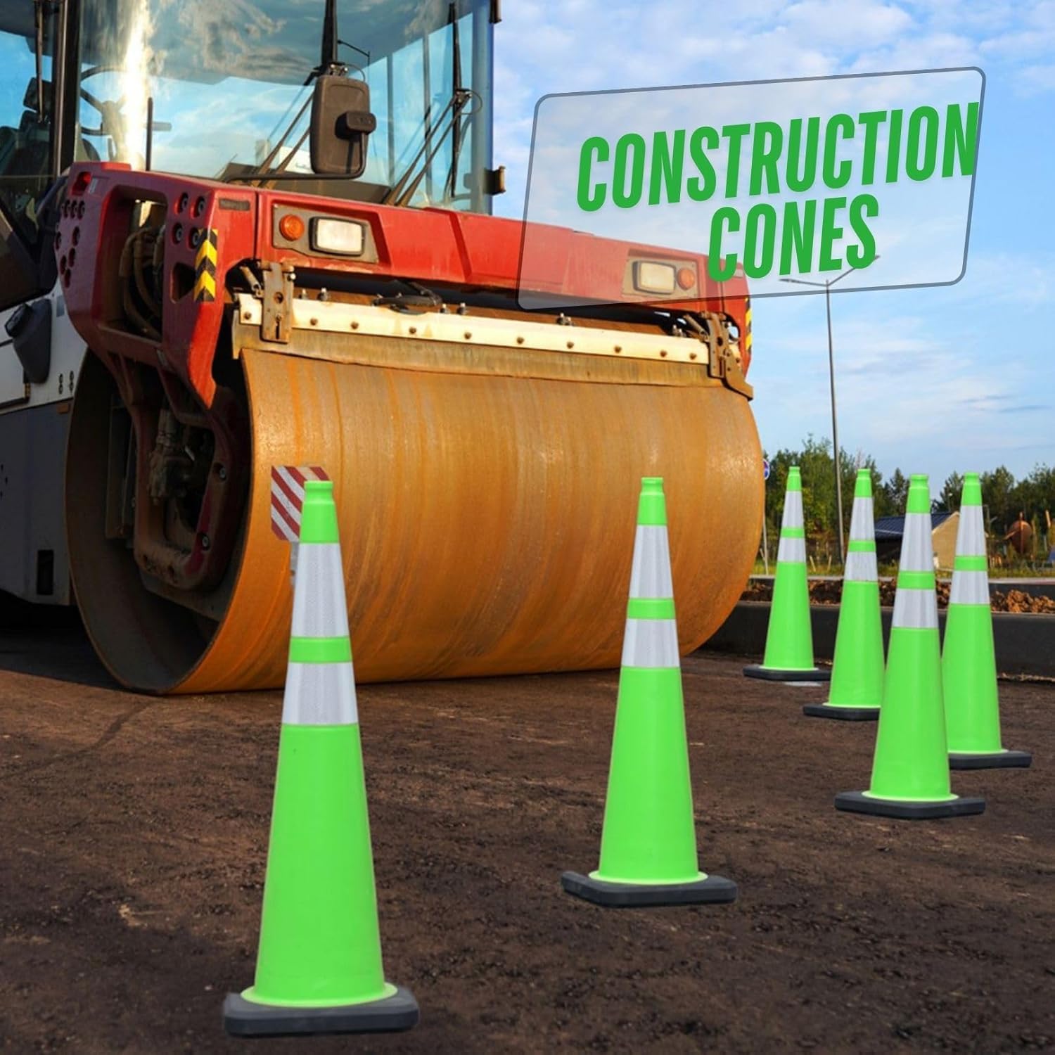 BESEA 4Pack 36” inch Traffic Cones Green Road Parking Cones Construction Safety Cone Structurally Stable for Traffic Control(Green Color)