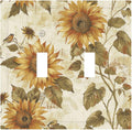 Decorative Switch Plates Rustic Sunflower Floral Pattern 2 Gang Double Toggle Outlet Light Switch Cover Wall Plate Electrical Faceplate for Bedroom Cabin Decor