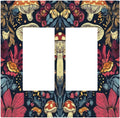 Decorative Outlet Covers Coloful Red Yellow Orange Magical Mushroom Forest 2 Gang Double Rocker Light Switch Cover Plate Electrical Switch Plate Cover Decorate GFCI Wall Plate for Bedroom Home Decor