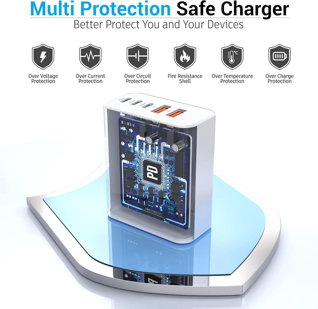 USB C Fast Charger Block, 2Pack 60W 5-Port Type C iPhone Charger Plug, Apple Fast Charging Block, 3 USB C+2 USB A PD & QC 3.0 Power Adapter Multi-port Cube Brick for iPhone 16/15/14/13/12/11/X/8, iPad