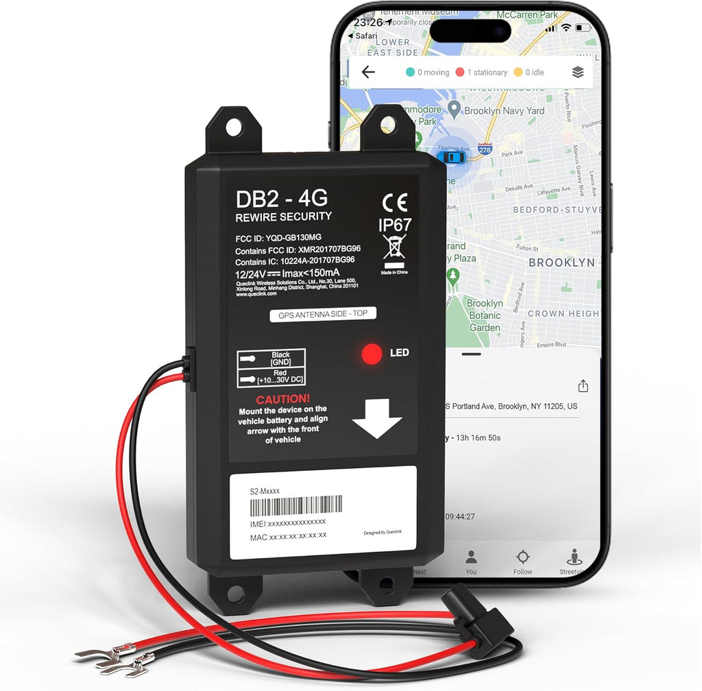 REWIRE SECURITY DB2-4G GPS Tracker for Vehicles – Real-Time Vehicle Tracking Device for Car, Van, Motorhome | Easy Battery Install | Live App Tracking | 4G Fleet Tracking