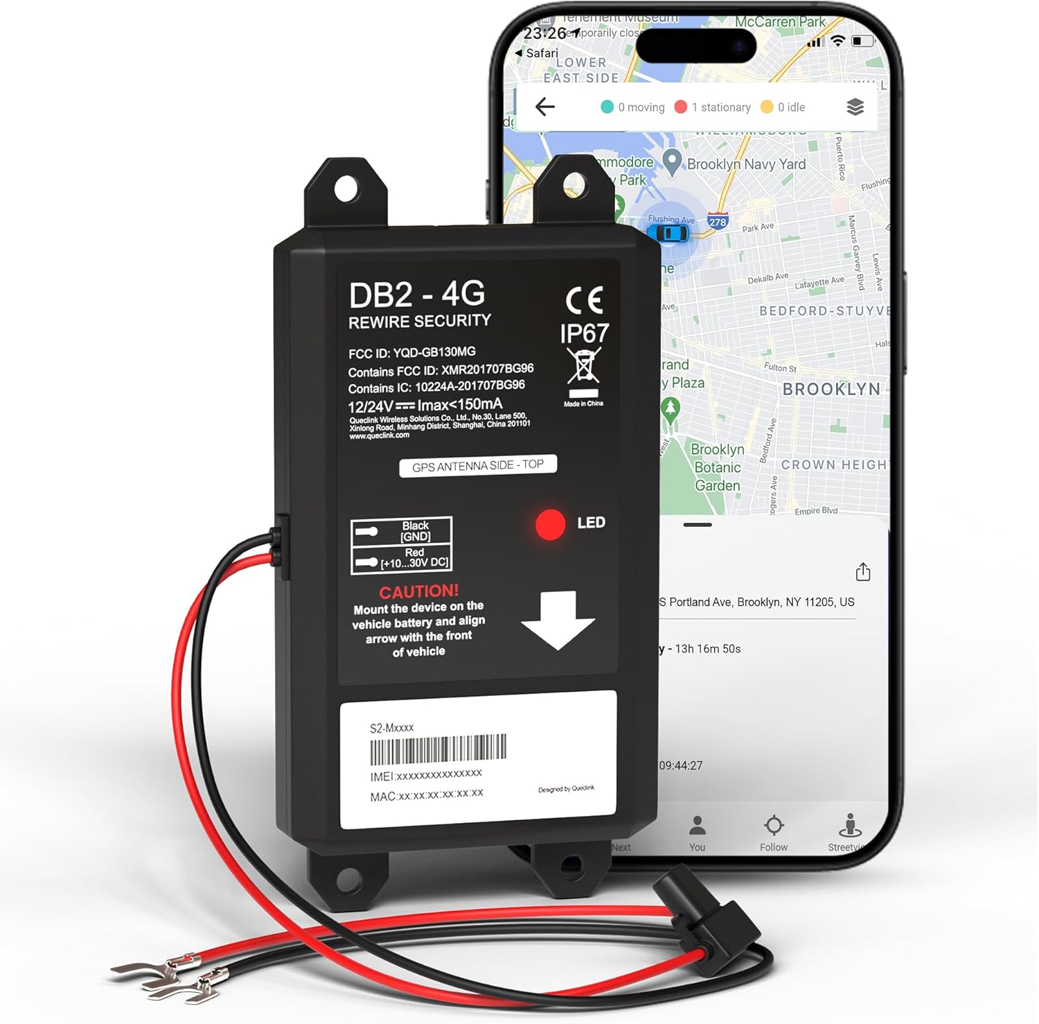 REWIRE SECURITY DB2-4G GPS Tracker for Vehicles – Real-Time Vehicle Tracking Device for Car, Van, Motorhome | Easy Battery Install | Live App Tracking | 4G Fleet Tracking
