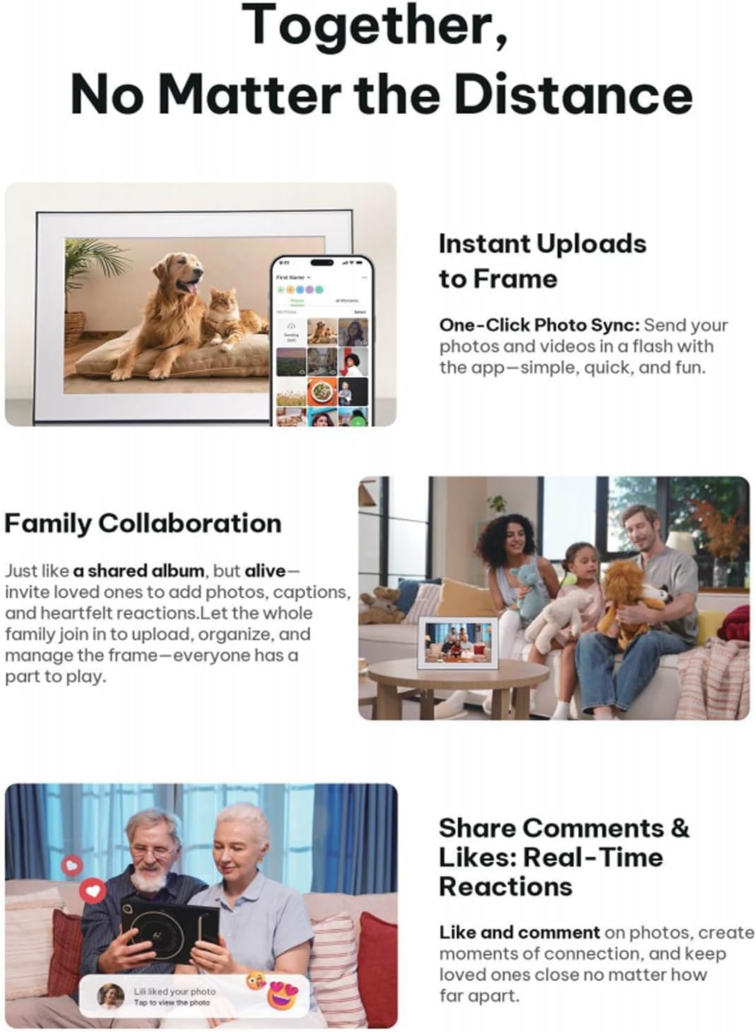 AI Magic Frame 10.1"-WiFi Digital Picture Frame with 64GB,1920 x 1200 IPS FHD TouchScreen,Motion Sensor,Dynamic AI Photo,Unlimited Cloud Storage, Gifts for Christmas/Birthday/Family/Home Decor