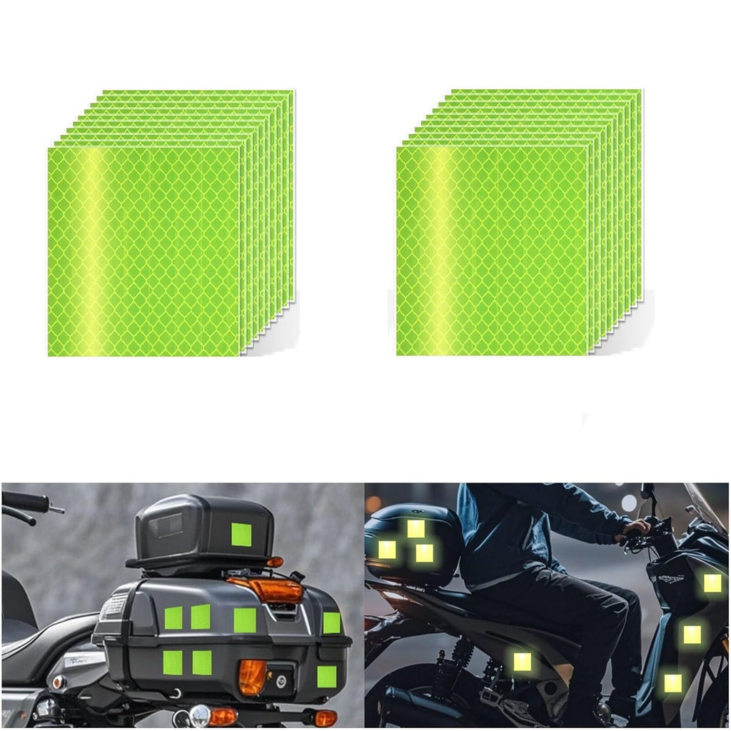 Non Fading Fluorescent Yellow Reflective Stickers 3 inch X 3 inch, Outdoor Waterproof High Visibility Safety Adhesive Reflector (20 Pcs)
