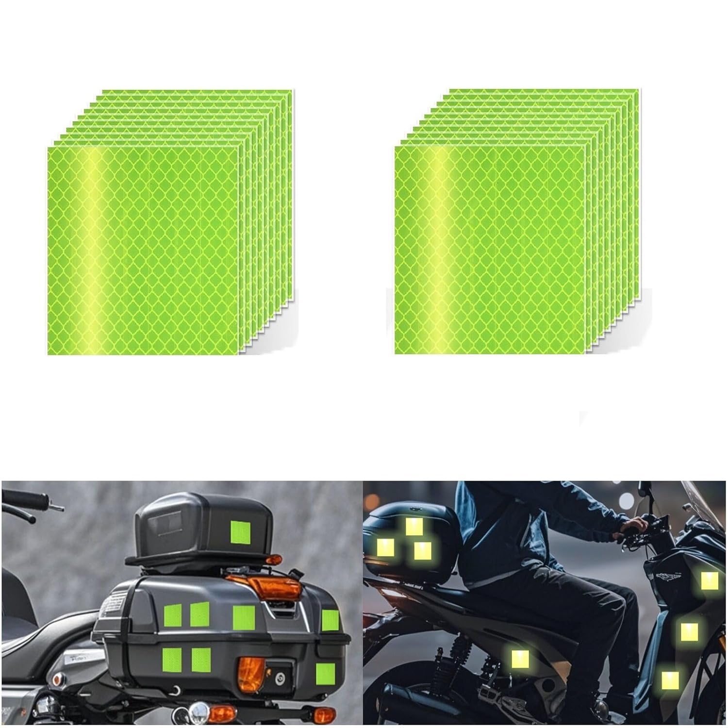 Non Fading Fluorescent Yellow Reflective Stickers 3 inch X 3 inch, Outdoor Waterproof High Visibility Safety Adhesive Reflector (20 Pcs)