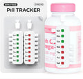 Pill Reminder for Easy Tracking Without Refills, Reusable Pill Tracker for Vairous Bottles, Arthritis-Friendly & Anti-Slide Medication Tracker, Compact Medicine Reminder for Pet Meds, White, 2-Pack