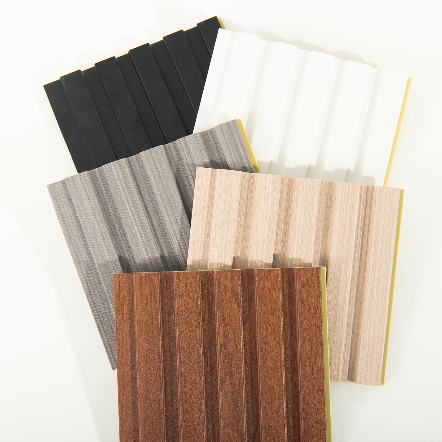 Art3d Slat Wall Panels, WPC Soundproof 3D Wall Paneling for Interior Wall Decor, TV Background, Samples 5-Pack 6 x 6 in.