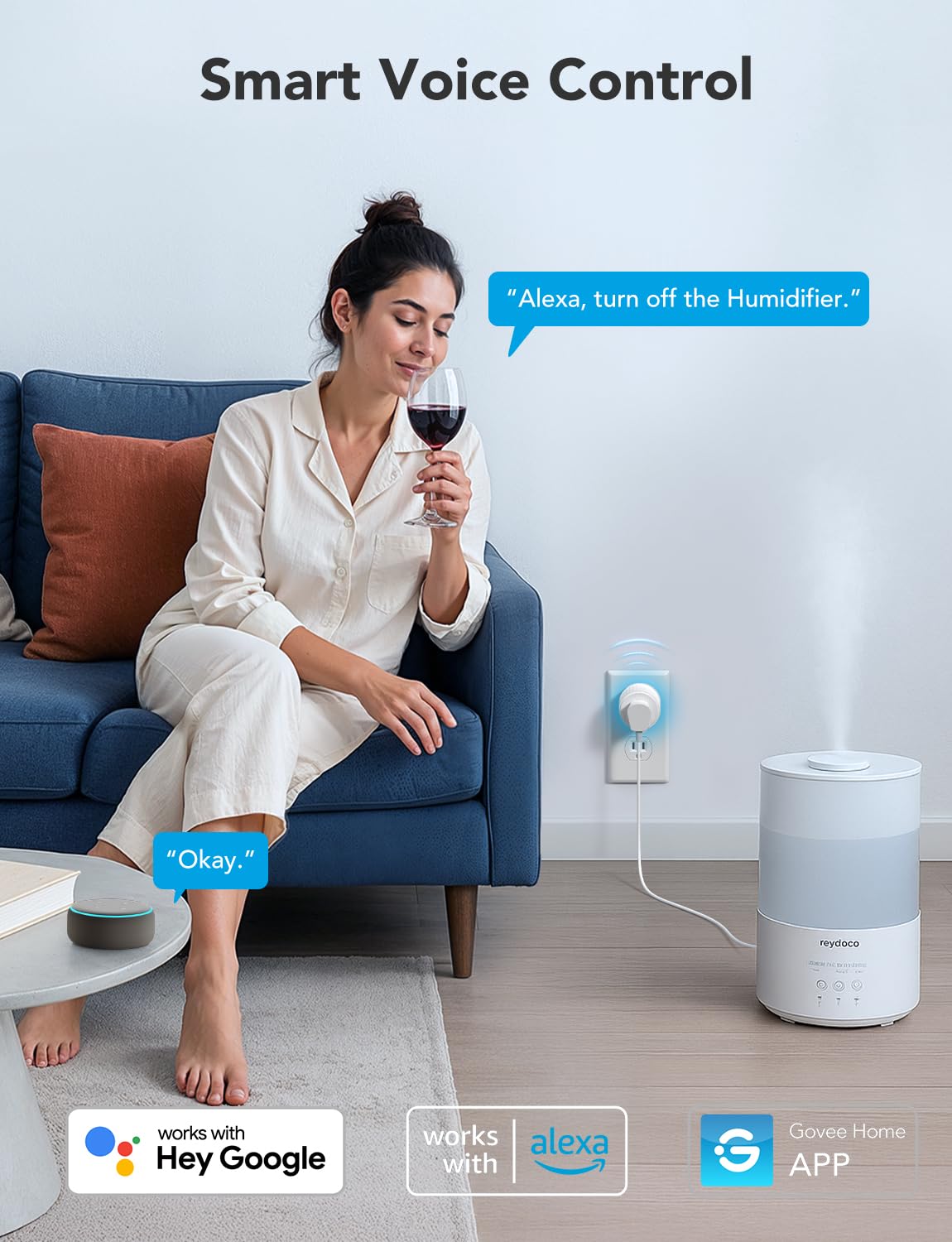 Govee Smart Plug, WiFi Outlet Compatible with Alexa and Google Assistant, Mini Smart Home Plugs with Timer Fuction & Group Controller, No Hub Required, ETL & FCC Certified, 2.4G WiFi Only (1 Pack)