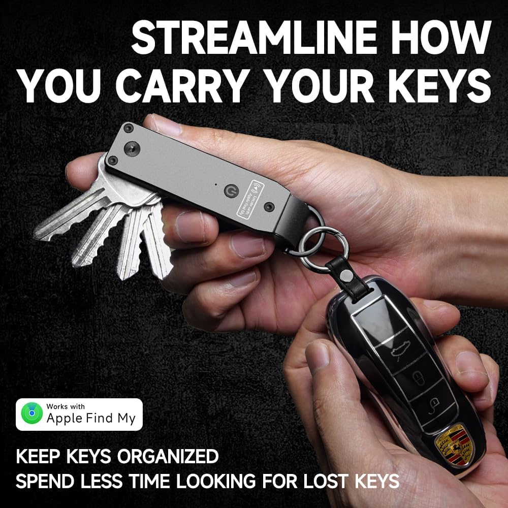 Key Organizer Men's Keychains with Smart Tracker, Key Finder, Compact Key Holder -Minimalist Key Case Metal Car Key Chain