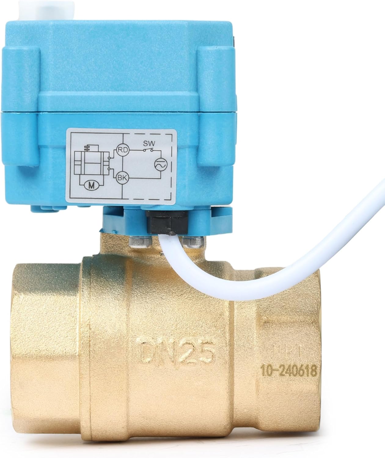 U.S. Solid Motorized Ball Valve - IP67 1inch Brass Ball Valve 110-230V with Waterproof Cover, Full Port, 2 Wire Auto Return, Normally Closed