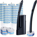 Disposable Toilet Brush with 50 Wand Cleaner Refills Pads，Wall Mounted Toilet Bowl Holder Set，Toilet Cleaning System Starter Kit，Bathroom Cleaning System for Sink Bathtub Wash Basin