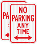 T&R (2 Pack) Large No Parking Anytime Signs, 18" x 12" Engineer Grade Reflective Sheeting, Rust Free Aluminum, Weather Resistant, Waterproof, Fade Resistant, 2 Pre-drilled Holes