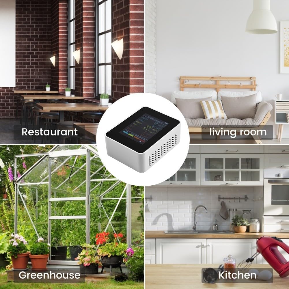 6 in 1 Air Quality Monitor PM2.5 PM10 HCHO Formaldehyde Detector Temperature Humidity Meter with Color Display Portable Indoor Air Tester