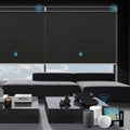SmartWings Motorized Smart Blinds with Remote, Custom Automatic 100% Blackout Roller Shade Compatible with Alexa/Homekit/Google, Electric Smart Blinds for Indoor Windows, Eclipse Black