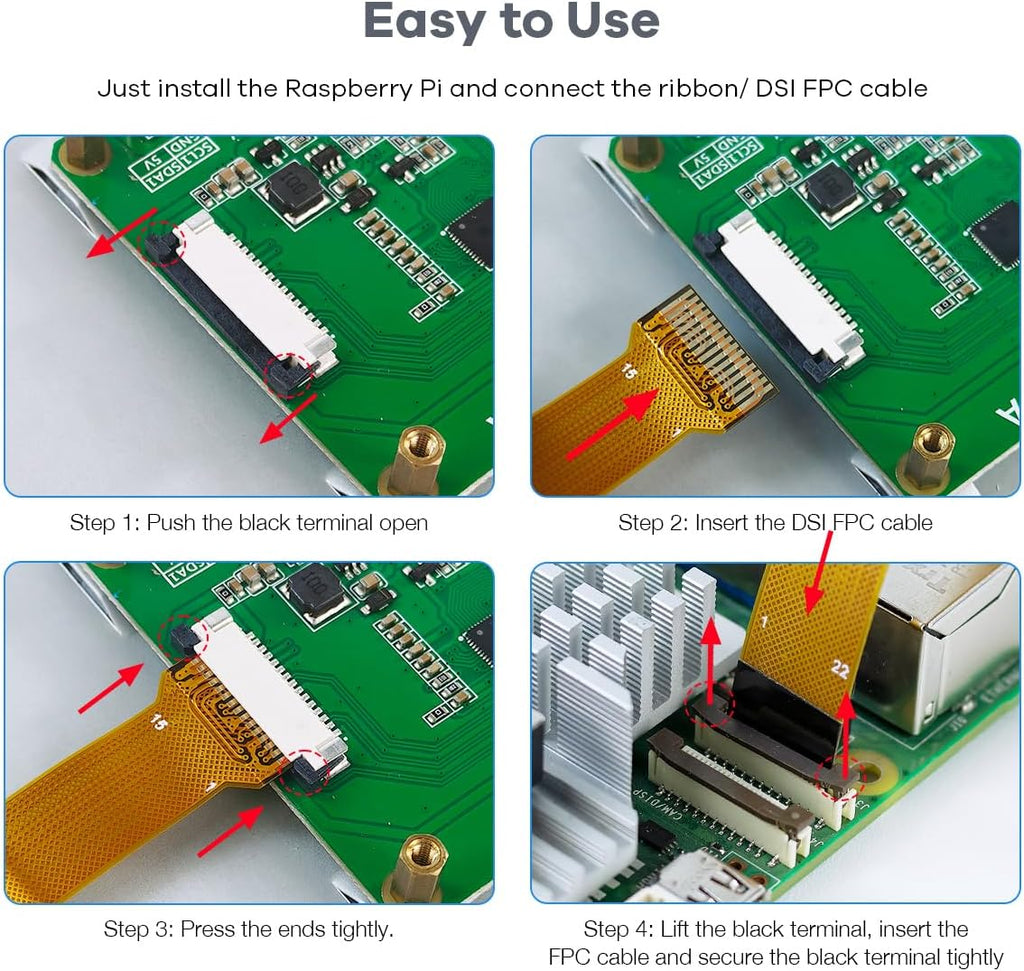 7 Inch Touchscreen IPS DSI Display Compatible with Raspberry Pi 5, 800x480 Capacitive Screen MIPI DSI Driver-Free Interface