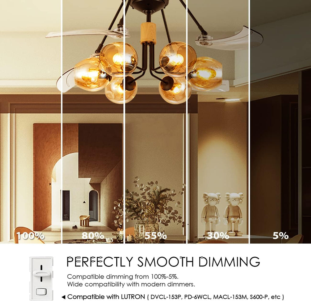 LVWIT G14 LED Filament Globe Bulb 5.5W(40W Equivalent), Dimmable 2500K Warm White E26 Screw Base, Decorative Edison Light Bulb, UL-Listed(6-Pack),Amber Yellowish