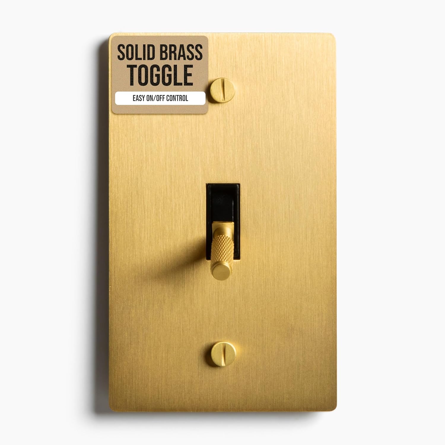 1-Gang Satin Solid Brass Plated Toggle Switch, 15A 120V AC Wall Mount, 3-Way Compatible Vintage Style Single Pole with Faceplate & Switch Module