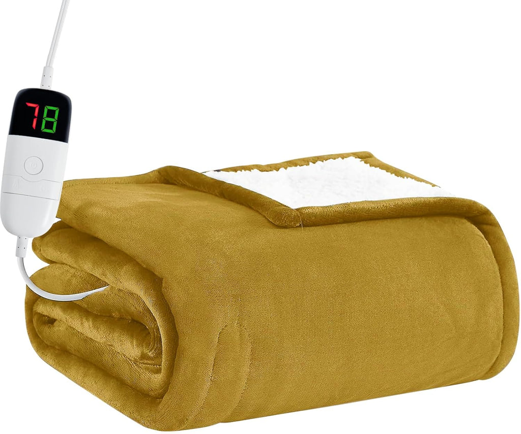 BOMOVA Heated Electric Blanket Full Size - 72" x 84" Heating Blanket with 10 Heating Levels & 8 Hours Auto Off, Warm Flannel Blanket, Christmas Birthday Gifts for Women