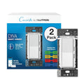 Lutron Diva Smart Dimmer Light Switch for Caseta Lighting (Lutron Smart Hub Required), for LED Lights, 150W, Single-Pole/3-Way, No Neutral, White, 2 Pack (DVRF-6LS-WH-2)