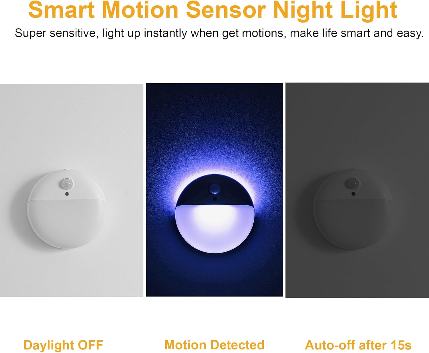 2 Pack Blue Battery Night Light, Motion Activated Stick on Lights, 2.6" Small Travel Night Light, 3 Light Modes, Very Dim, Dimmable Battery Operated Lights for Toilet, Bathroom, Kids, Game Room