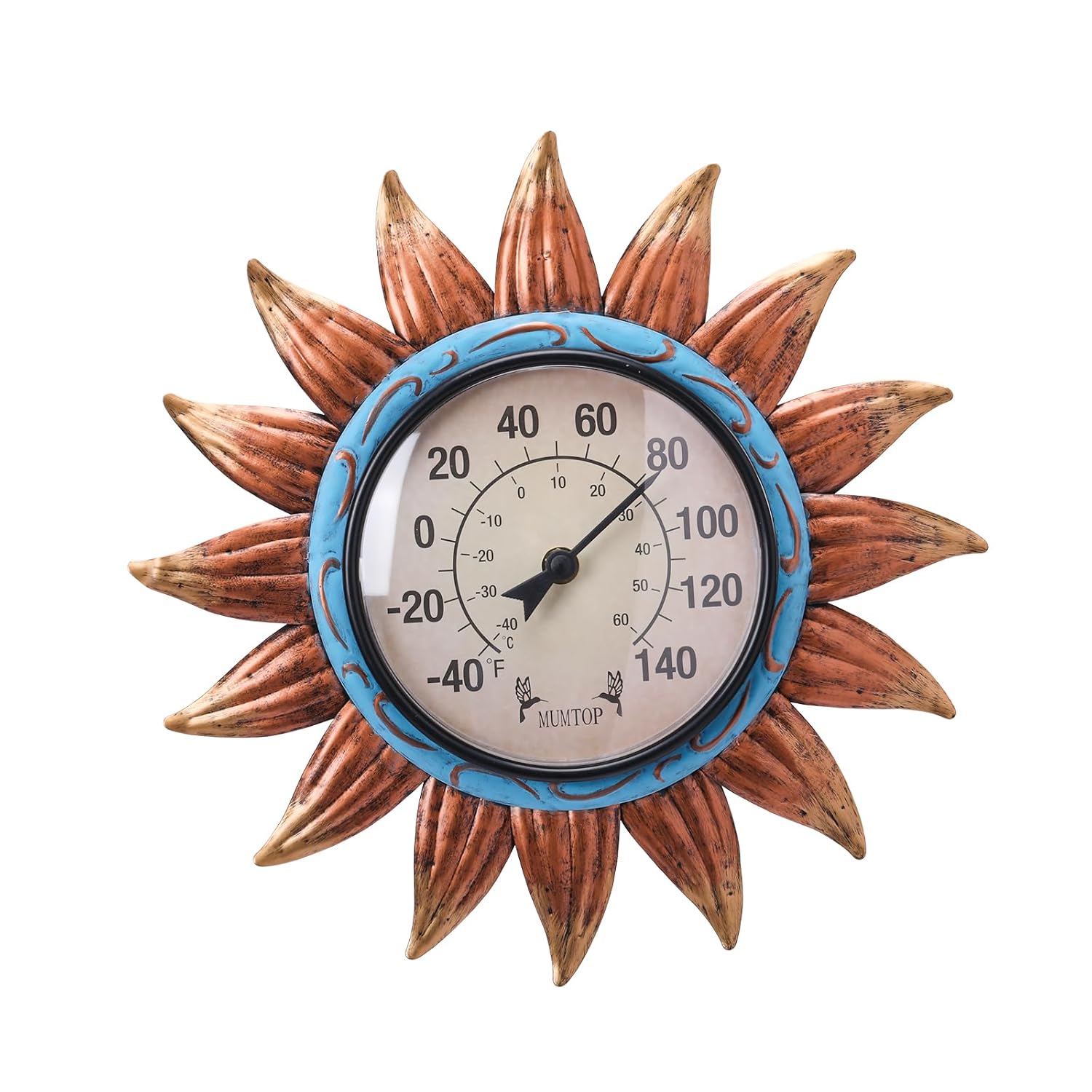 MUMTOP Indoor Outdoor Thermometer - Sunflower Wall Thermometer, Outdoor Thermometers for Patio, Room, Greenhouse, Outside, Garden Decor(Brown)