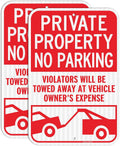 GicnKeuz 2 Pack Private Property No Parking Signs, Violators Will Be Towed Away at Vehicle Owner's Expense Signs, 18x12 Inches,Engineer Grade Reflective Aluminum, Fade Resistant,Outdoor Use