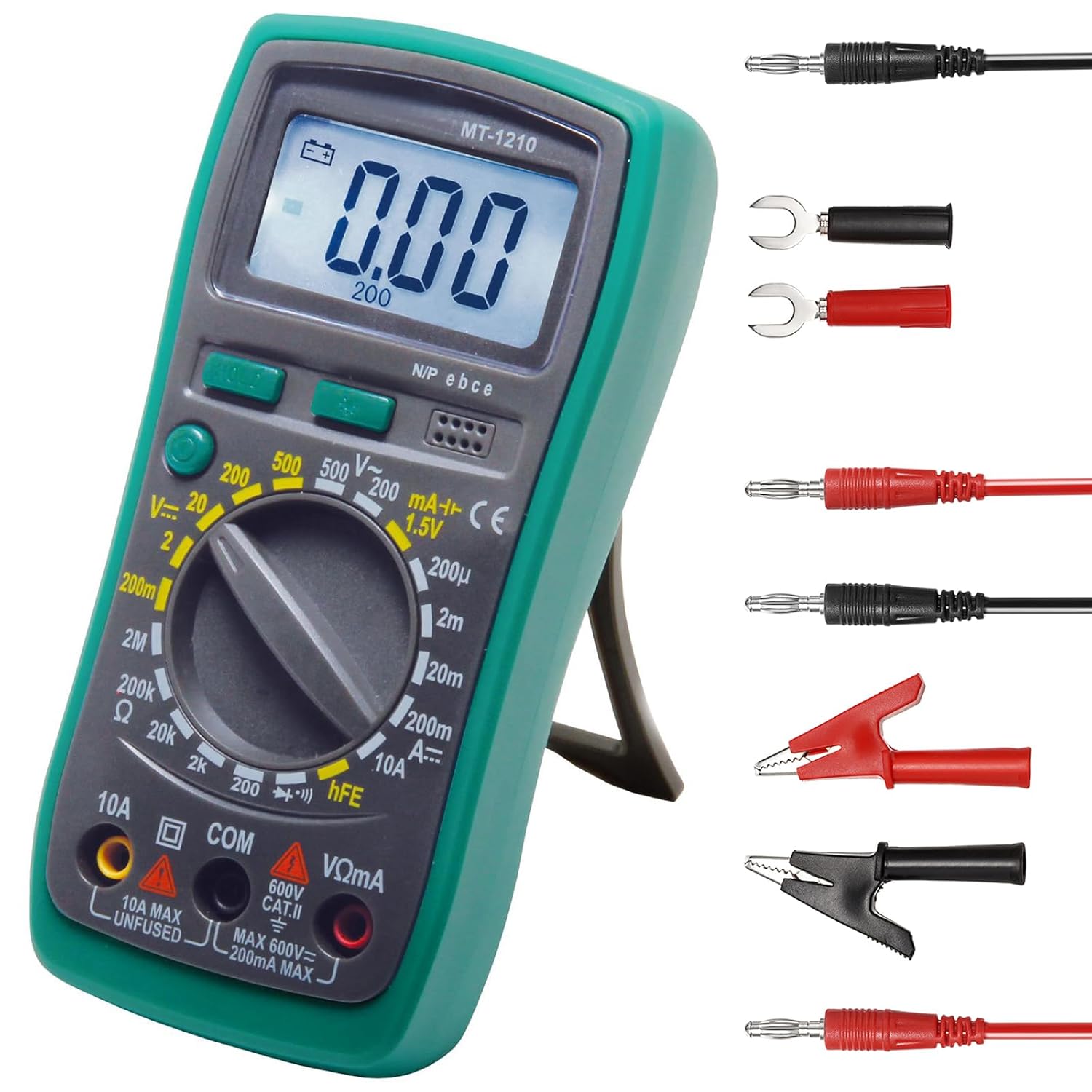 Sumnacon 4 in 1 Banana Plug Alligator Clip Pure Copper Fork Test Lead, 6.6 Ft Multimeter Flexible Test Lead Wire Cable with Protective Jack Copper Clamps for Electrical Testing 1000V/15A