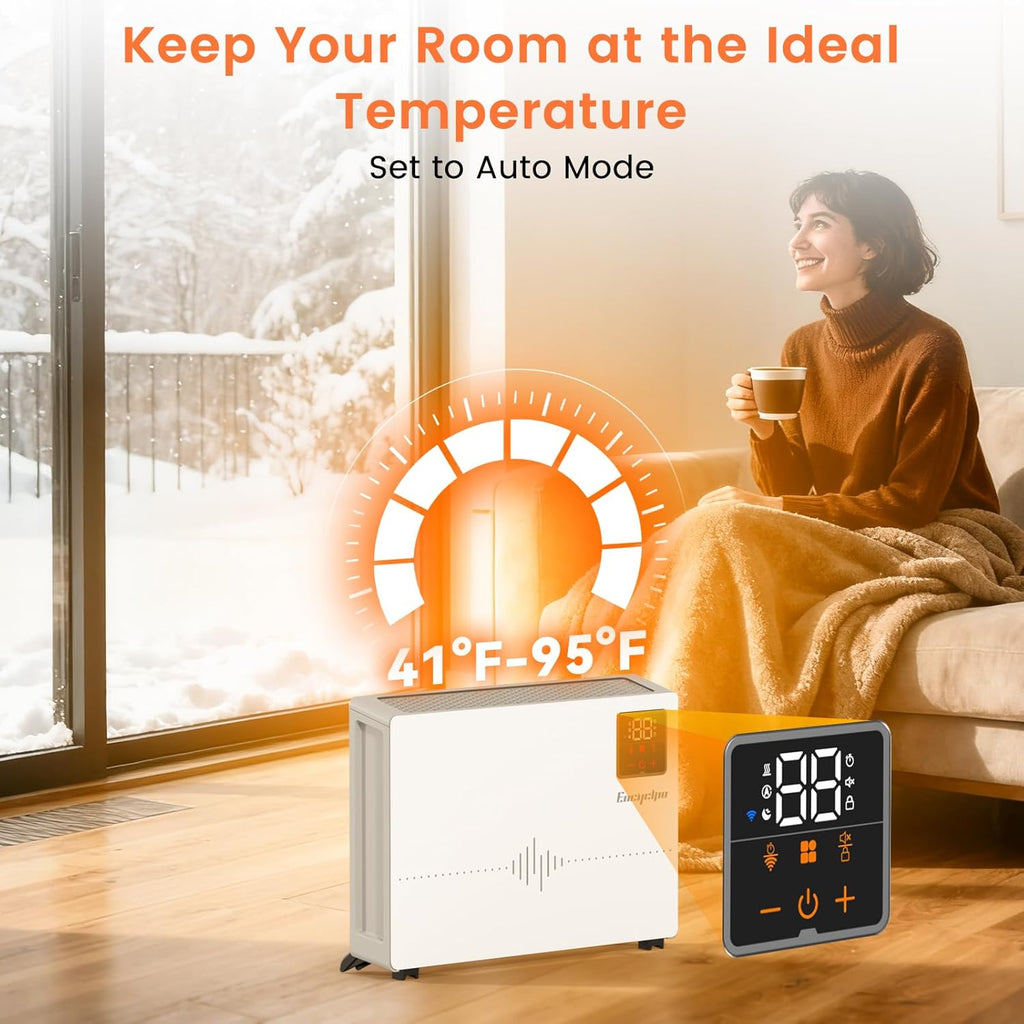Smart Wall Heater with Wireless and Remote Control, 1500W Space Heaters for Indoor Use, Wall Mounted/Floor Electric Heater with Thermostat, Works with Alexa, 24H Timer,for Bedroom, Garage