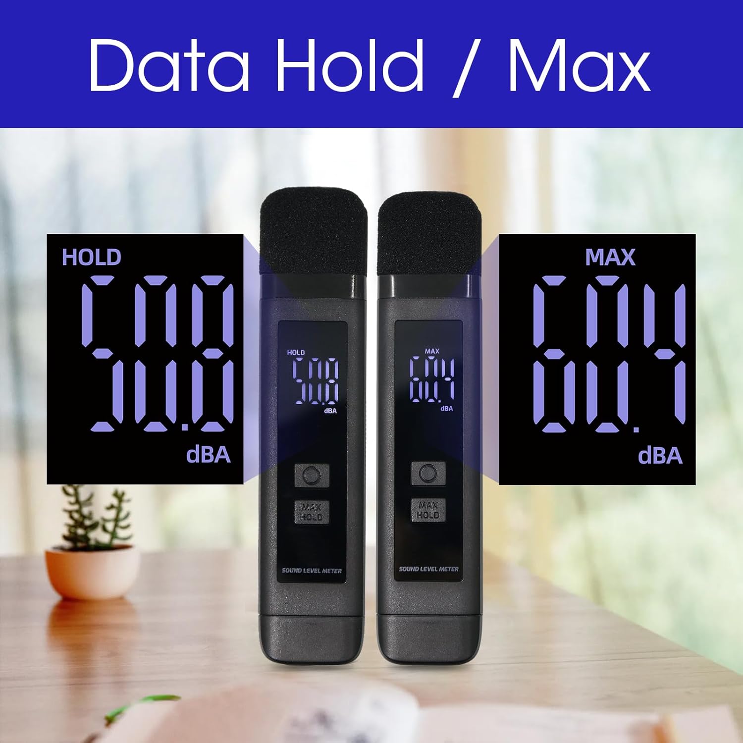 Digital Decibel Meter Sound Level Meter with LCD Display Decibel/MAX/Data Hold and Battery Indicator, 30~130dBA Pocket SPL Meter Sound Noise Monitor Rechargeable for Noisy Neighbors Factory Home