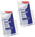 Brochure Holder 4x9 Inch Acrylic Literature Holders Clear Plastic Flyer Display Stand Countertop Use Pamphlet Holder Multi Purpose Organizer for Office, Lobby, Hotels, Trade Shows, 2 Pack