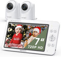 bonoch MegaView Baby Monitor with 2 Cameras, 7" 720P HD Split Screen Baby Monitor No WiFi, Video Monitor with Camera and Audio, 6000mAh, VOX Mode, 2 Way Audio, Remote PTZ, Night Vision