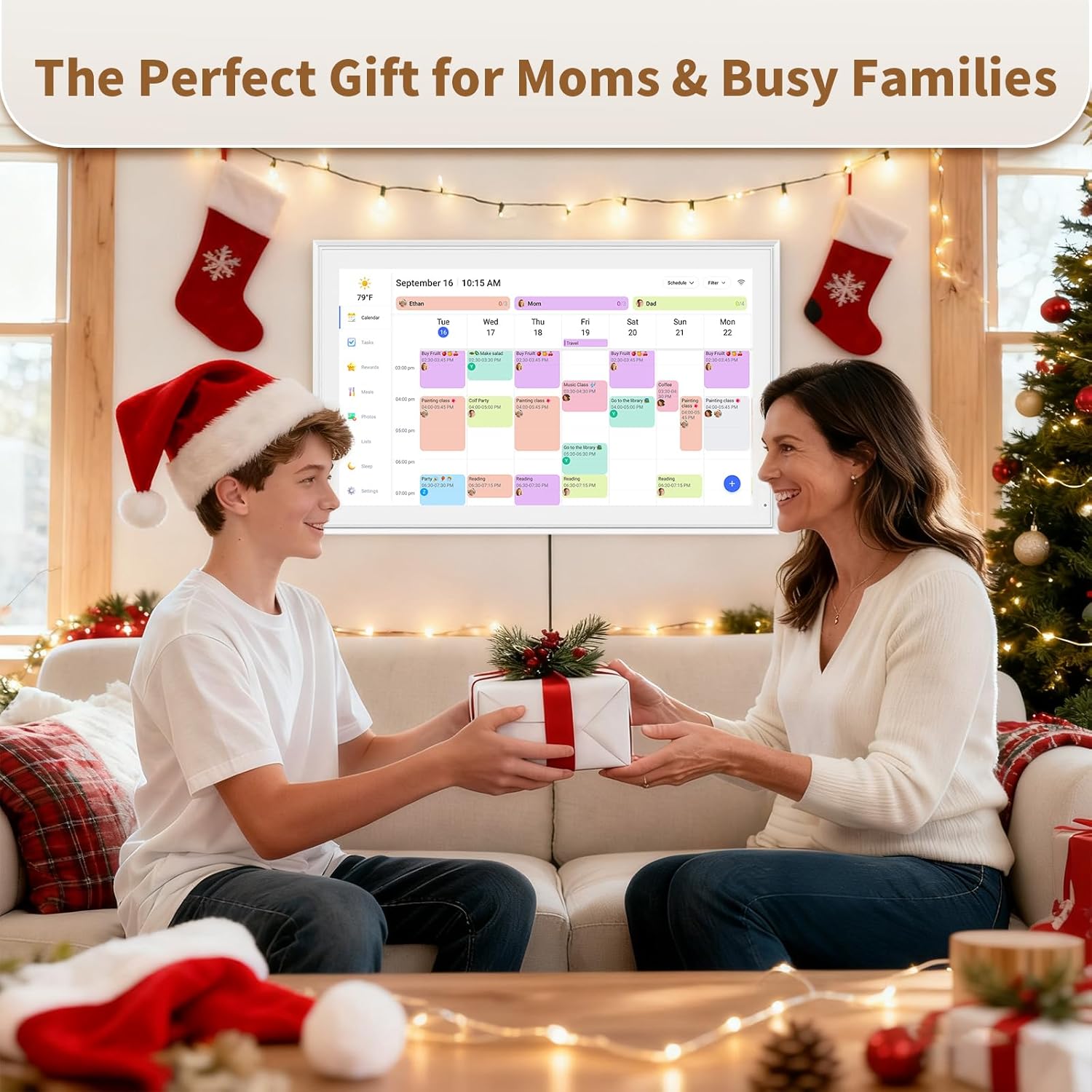 Canupdog Digital Calendar, 21.5 Inch Electronic Calendar Chore Chart & Wall Planner, IPS HD Touchscreen Interactive Display for Family Schedules, Streamline Household Organization, Christmas Gifts for Women Mom