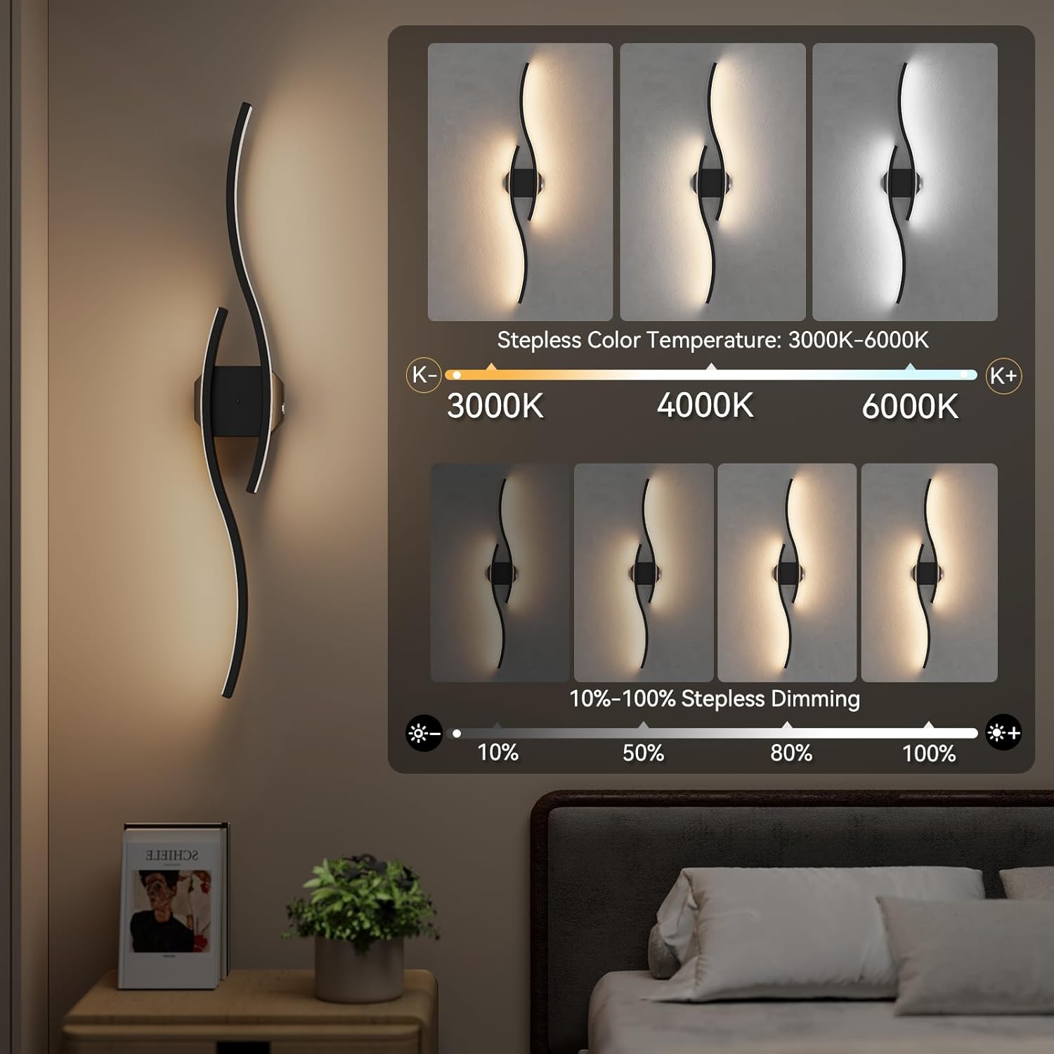 40 Inch Battery Operated Wall Sconces Set of Two, Wireless Wall Sconce With Remote Control, Rechargeable Sconces 3000K-6500K, RGB Dimmable Wall Lights for Living Room, Hallway, Bedroom (40 inch 1Pack)