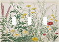 Rustic Wildflower Green Plants Daisy Floral Decorative Switch Plates 3 Gang Wall Plate Triple Toggle Light Switch Cover Faceplate Electrical Wall Panels For Farmhouse Bed Room Decor