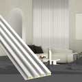 OUZUGIE WPC Acoustic Slat Wall Paneling, 8-Pack 114 x 6 Inches 3D Wall Panels for Interior Wall Decor,Living Room,TV Background,Study Room,Office Spaces,Bedroom,High Grille (Metallic Silver)