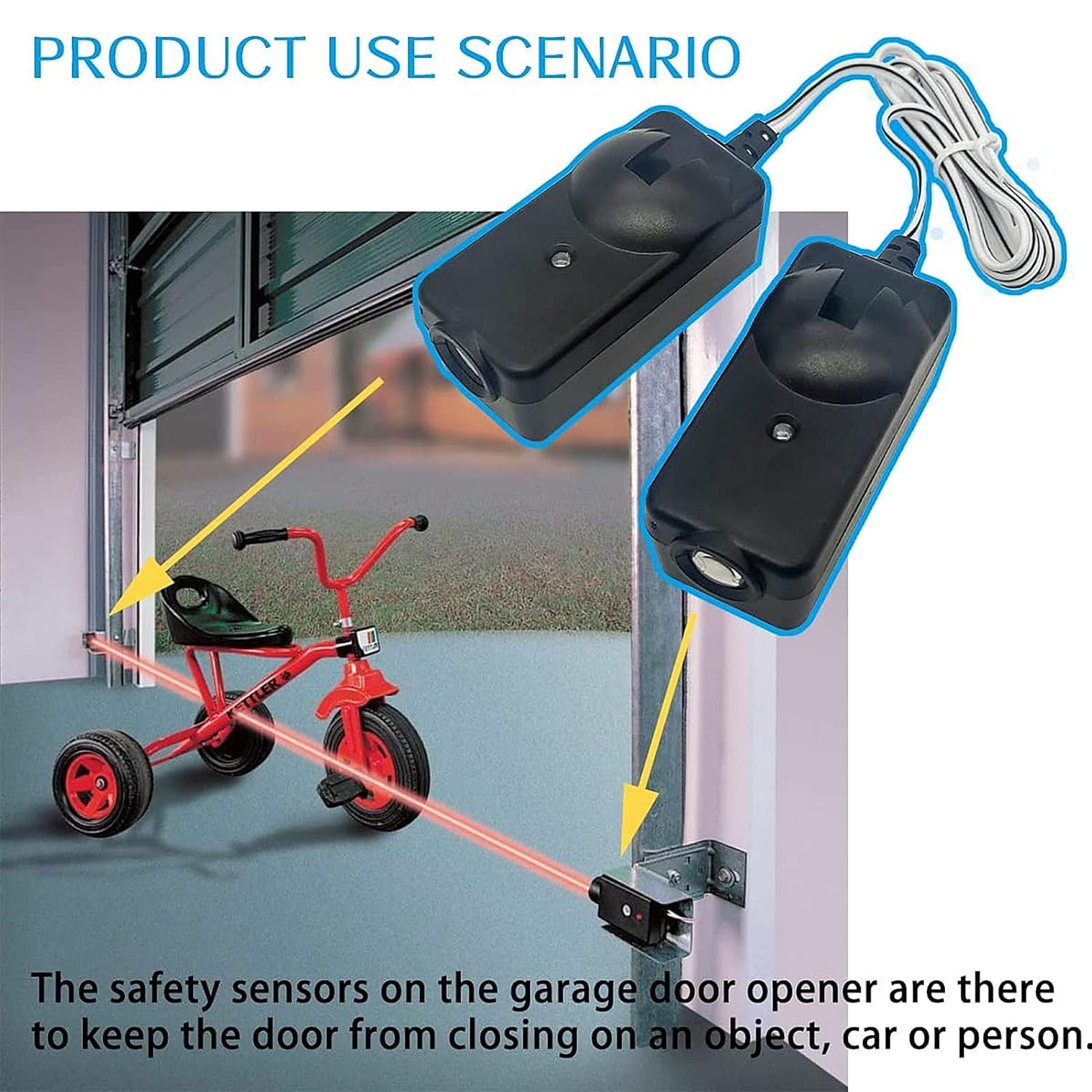 Garage Door Opener Safety Sensor Kit with Brackets Sensors, High Accuracy, Chamberlain, Sears, Raynor,