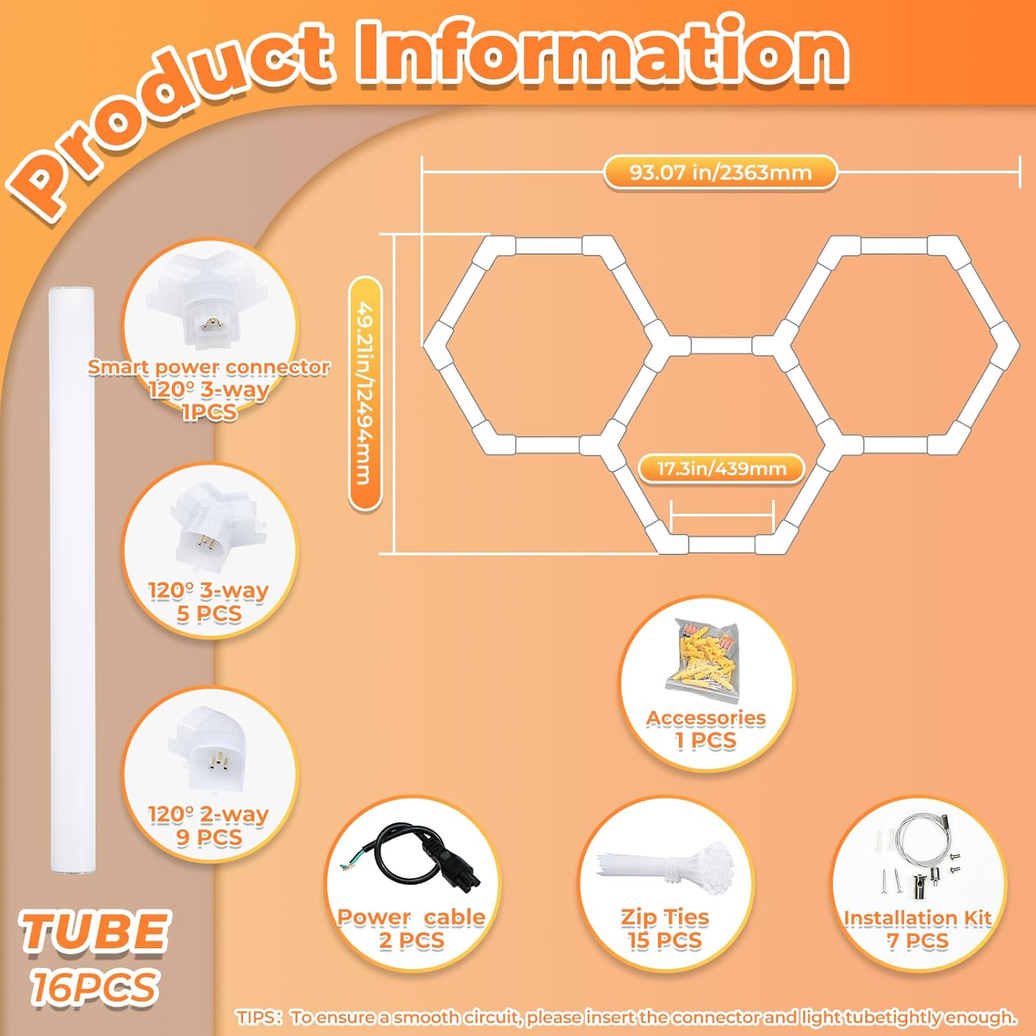 Hexagon Led Lights, 3-Level Dimmable Hexagon Garage Lights, 128W 6500K 14080LM Upgraded Honeycomb Lights for Gym Lighting, Car Detailing, Workshop, Basement, Barber