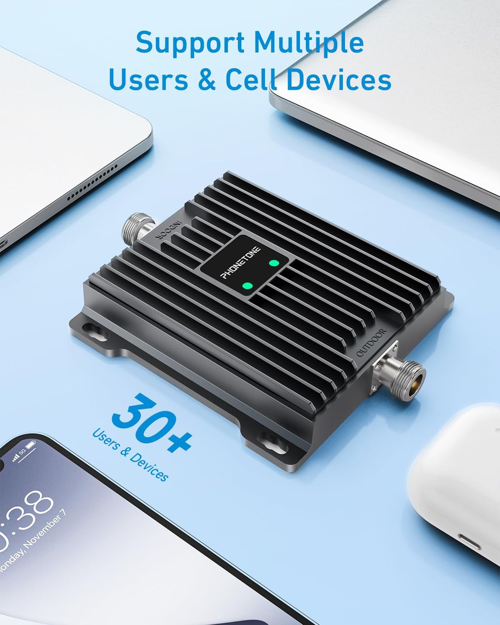 Cell Phone Signal Booster for Verizon and AT&T | Up to 4,500 Sq Ft | Boost 4G LTE 5G Signal on Band 12/13/17 | 65dB Dual Band Cellular Repeater with High Gain Antennas | FCC Approved
