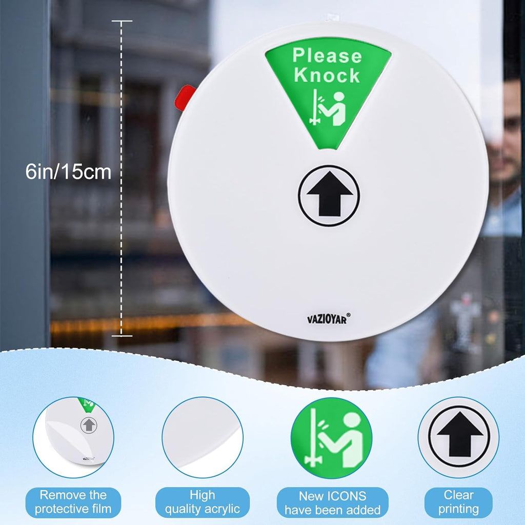Rotating Office Door Sign with State Diagram - 6" Magnetic & Adhesive Privacy Sign with 6 Status Modes (In A Meeting/Working Remotely/Back Soon/Do Not Disturb/Out Of Office/Please Knock) (White, 6 inches)