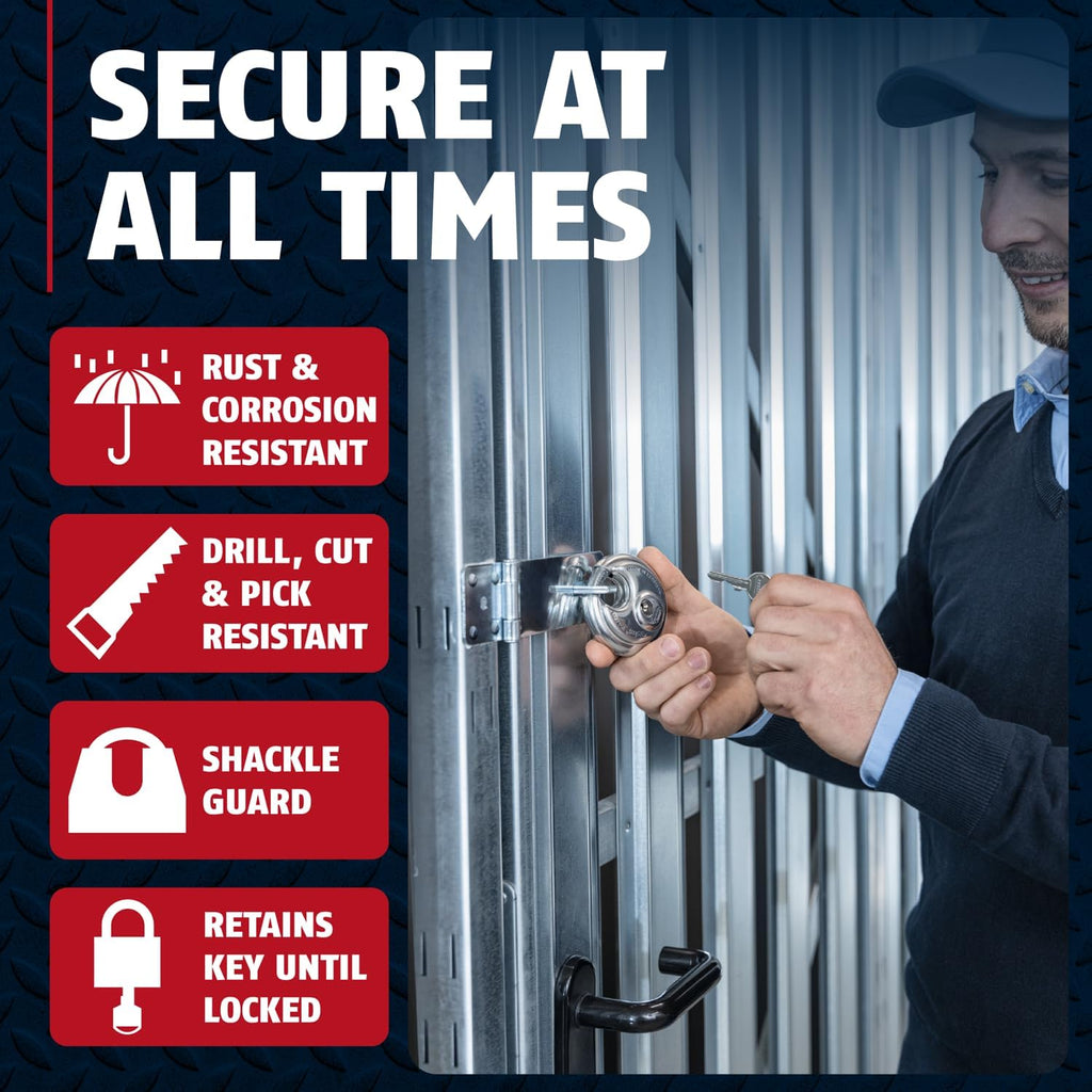 ABUS - Diskus 20/70 Padlock with Key (2.75") 70mm - Heavy Duty Stainless Steel - Cut, Rust & Drill Resistant - Storage & Outdoor - Pad Lock with 2 Keys (Keyed Different) - Locker Lock - Home Security