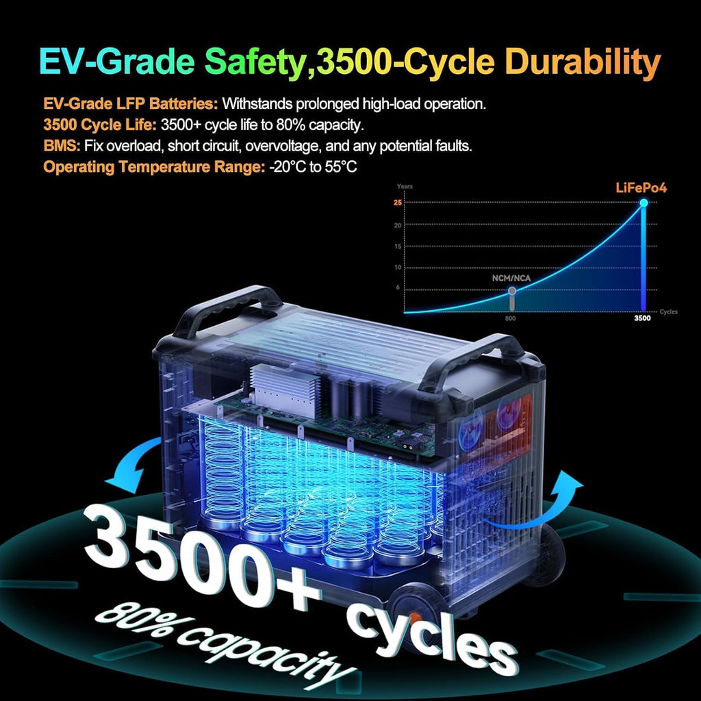 OSCAL 6000W (Peak 9000W) 120V/240V Solar Generator,Promax6000 Dual Voltage 3600WH Lifepo4 Battery Portable Power Station with 14 Outlets,2200W 1.96H Fast Charge,for Home Backup