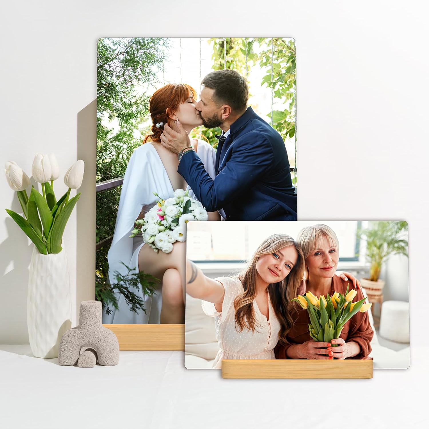 Custom Metal Photo Gifts Personalized Framed Photo Printing Wall Decor Picture for Lover and Friends -Gift Wrapping Available-Vertical and Text- Same day Pick up