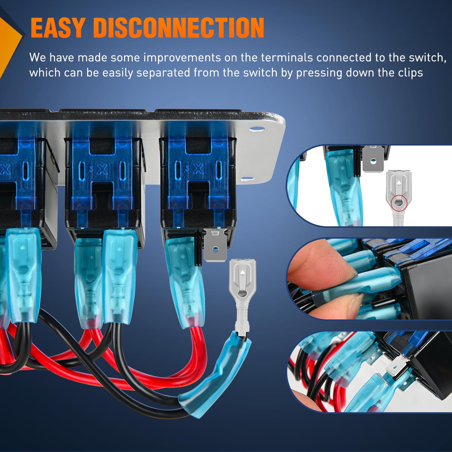 Nilight 3 Gang Rocker Switch Panel 3 Pin On Off Pre-Wired Blue LED Waterproof Aluminum with DIY Stickers for 12V 24V Automotive Cars Marine Boats UTV Truck Jeeps