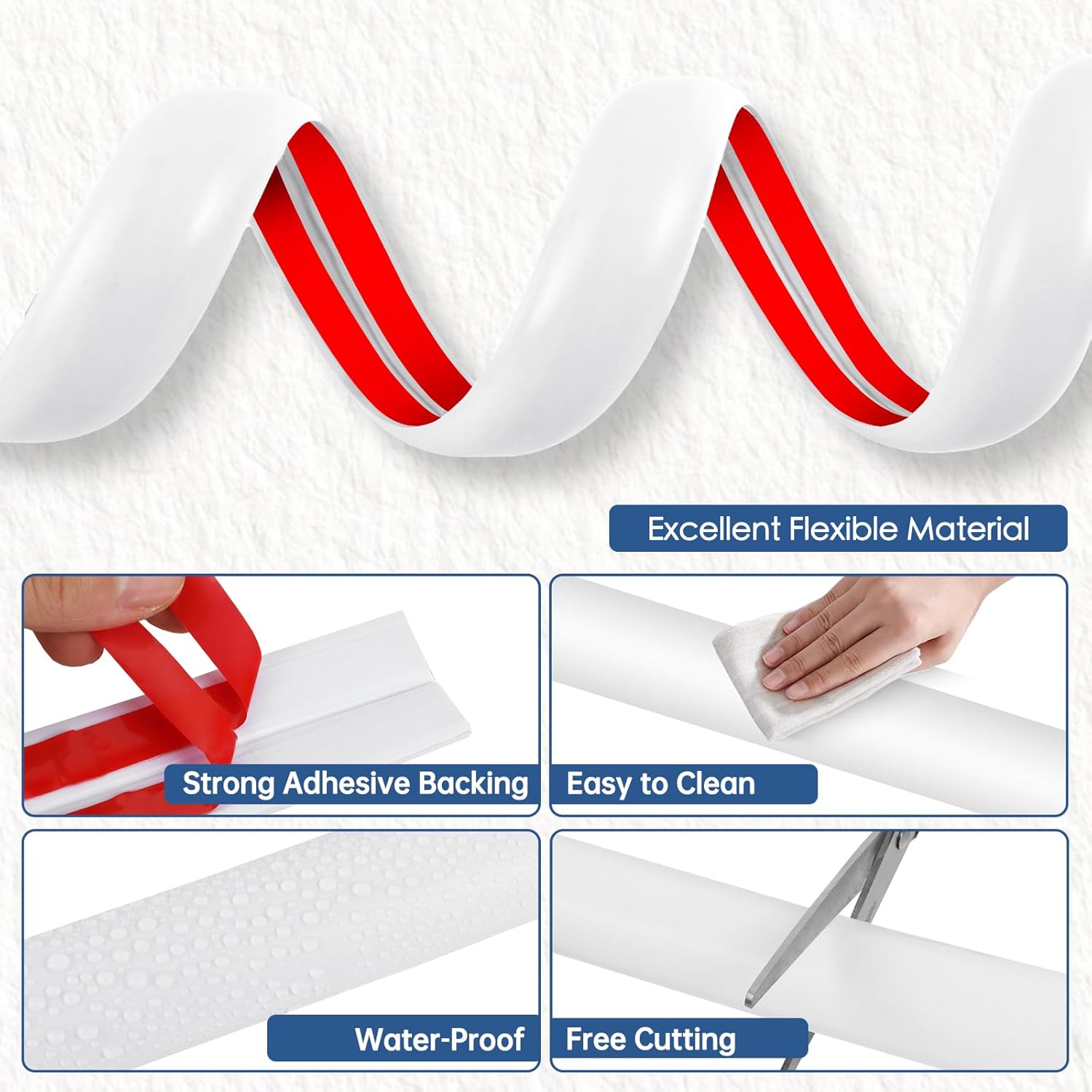 Floor Cord Cover for Wires on Floor Self Adhesive Cord Hider Floor Cable Management Wire Covers for Cords Protector Prevent Cable Trips Cord Cavity W 0.32" x H 0.32", White, 10Ft