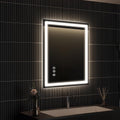 APRILSOUL 24x32 Inch LED Bathroom Mirror with Front and Backlit, Makeup Mirror with 3 Color Lights, Memory Function, Anti-Fog and Dimmable Light (Horizontal/Vertical)