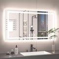 55X30 LED Bathroom Mirror with Lights, Anti-Fog, Backlit + Front Lit, Lighted Bathroom Vanity Mirror for Wall, Memory Function, Dimmable, Tempered Glass, Shatter-Proof