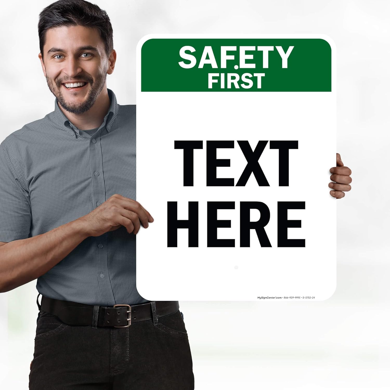 Custom Safety First Sign, OSHA Sign, 18x24 Inches, Rust Free .063 Aluminum, Fade Resistant, Made in USA by My Sign Center