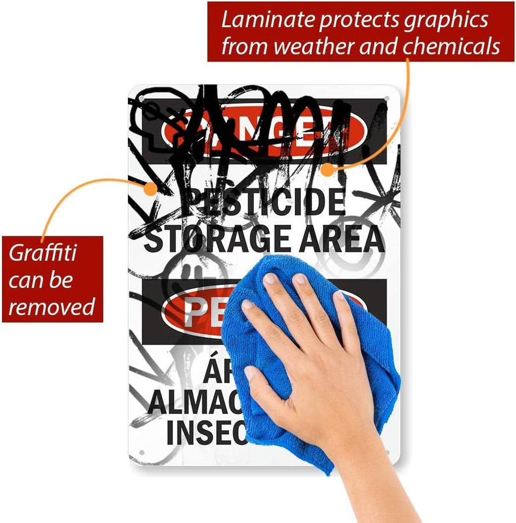 SmartSign "Danger - Pesticide Storage Area" Bilingual Sign | 10" x 14" Aluminum