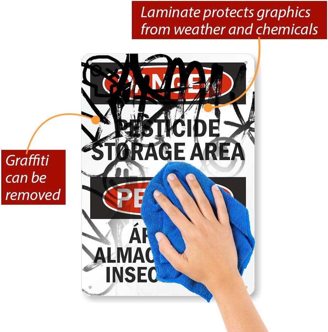 SmartSign "Danger - Pesticide Storage Area" Bilingual Sign | 10" x 14" Aluminum