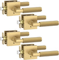 Asidrama 4 Pack Champagne Bronze Privacy Door Handles, Door Lever with Door Knobs Indoor for Bedroom or Bathroom, Heavy Duty Door Handles Interior with Locks for Left Right Sided Doors